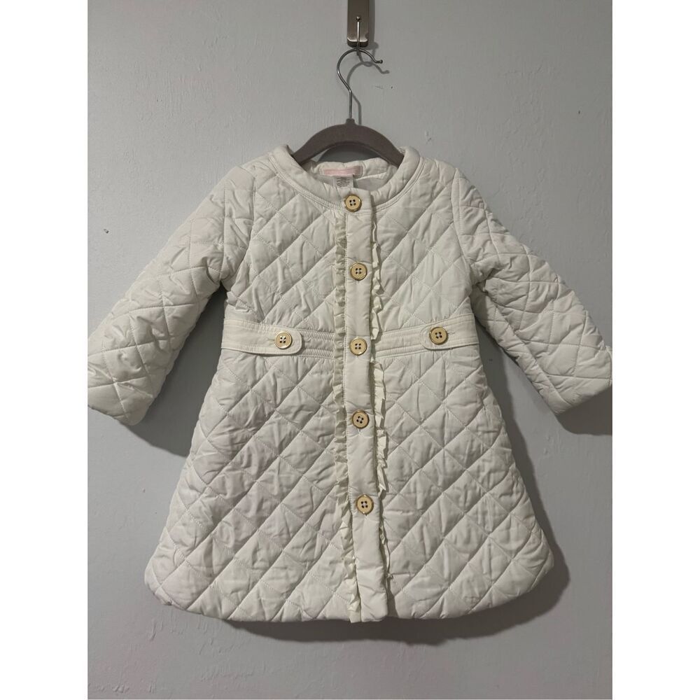 Janie and Jack white button front puffer jacket 12-24 M